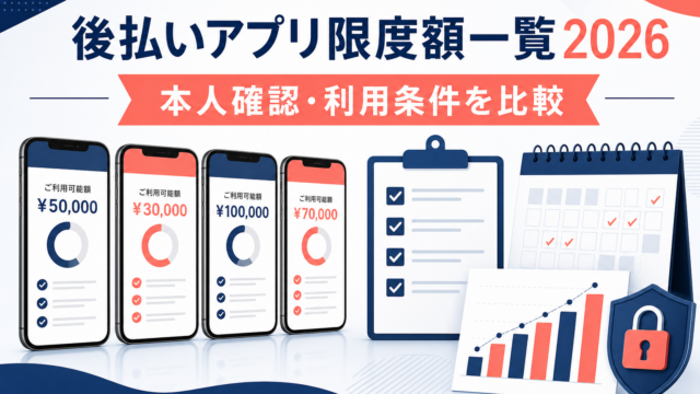 後払いアプリの利用限度額一覧2026｜本人確認・利用条件を公式情報で比較