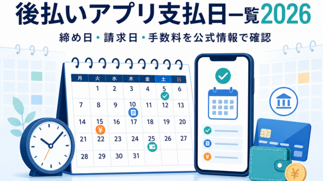 後払いアプリの支払日一覧2026｜締め日・請求日・手数料を公式情報で確認