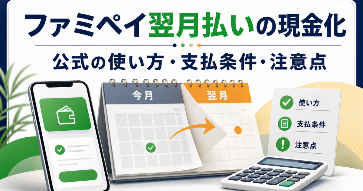 ファミペイ翌月払いの現金化と支払条件を確認する